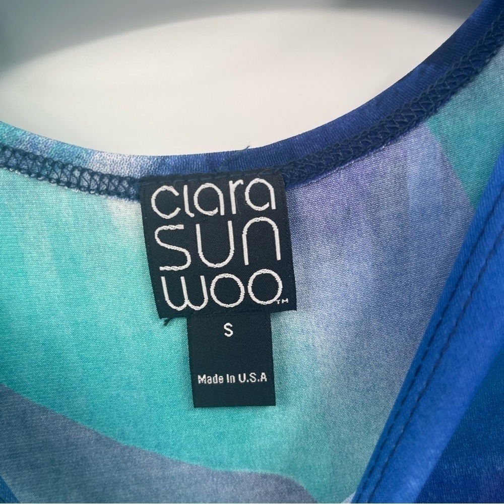 Clara Sun Woo Tie Dye Asymmetric Hem Blouse Blue Green Size Small Tunic - Picture 4 of 9